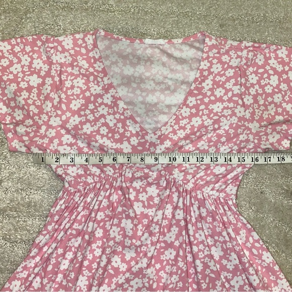 Ardene Pink Floral V-Neck Mini Dress - Picture 9 of 10